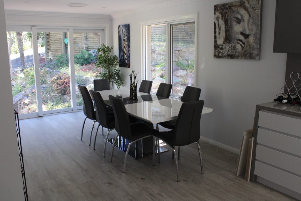 Dining room in the completed Cheltenham home renovation by Elite Additions