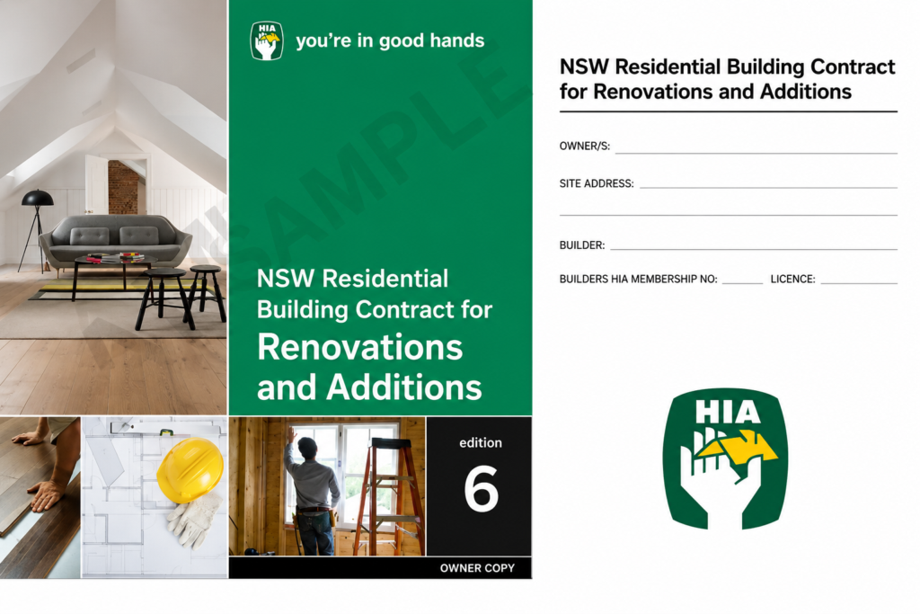 NSW Residential Building Contract for Renovations and Additions comparing fixed price and cost plus building contracts